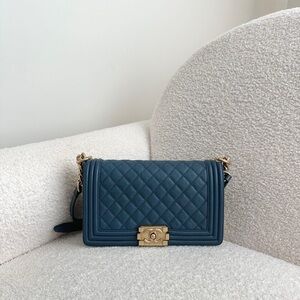 Chanel Leboy Medium Caviar Blue Handbag GHW series 23
